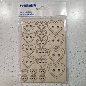 Bottoni cuore in legno
